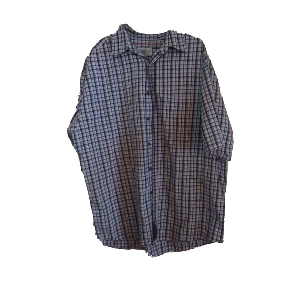 Eddie Bauer Striped Button Up Short Sleeve Men's Polo XL Brown Stripes, Stained